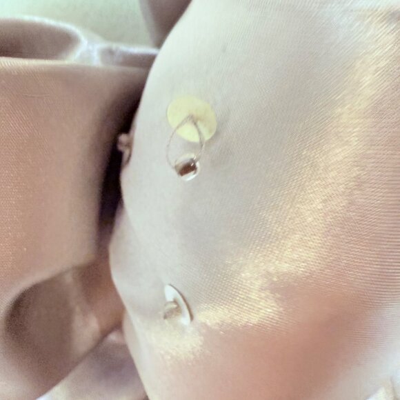 August Accessories Wool Cloche Hat Taupe Luxe Satin Sequin Beaded Bow Church - Picture 8 of 14